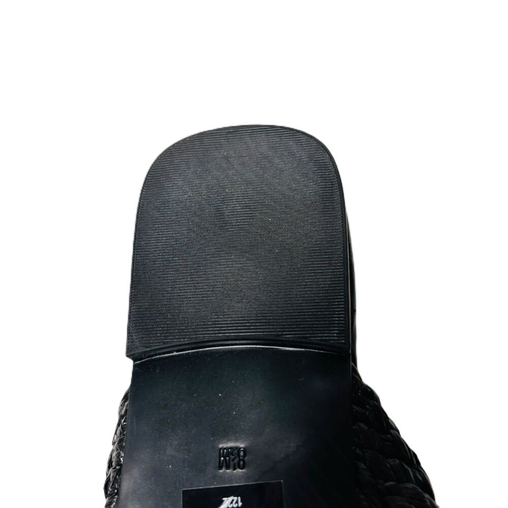 Marc Fisher Lasket Black Braided Twist Knot Slide Sandals Faux Leather Sz 8.5 - Picture 7 of 7